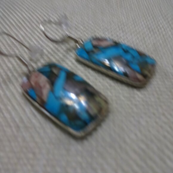 Gorgeous COPPER TURQUOISE Handmade Sterling 925 Dangle Earrings #676C - Picture 3 of 3